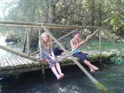 Retreat Guest Relaxing next to Mill river